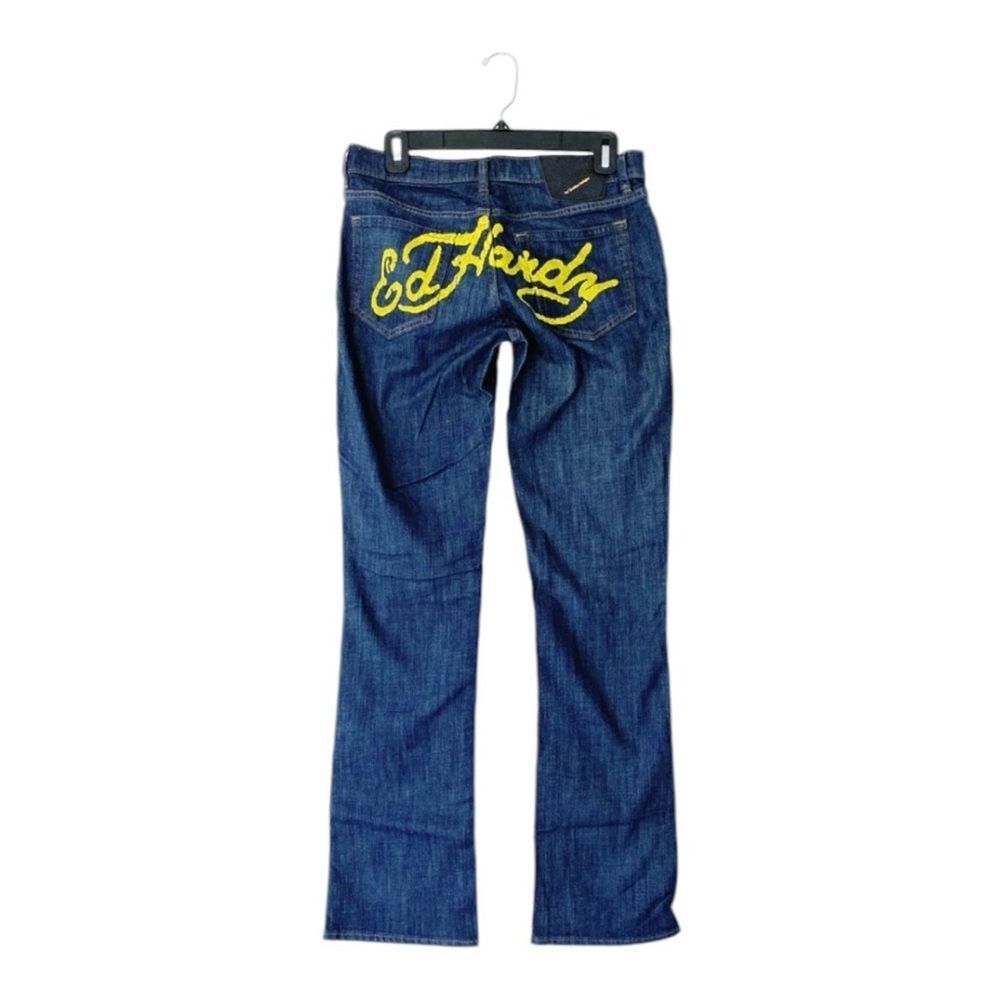 NWT Ed Hardy Deadstock Y2K Name Script Booty Denim Jeans Women Sz 29 Super Low